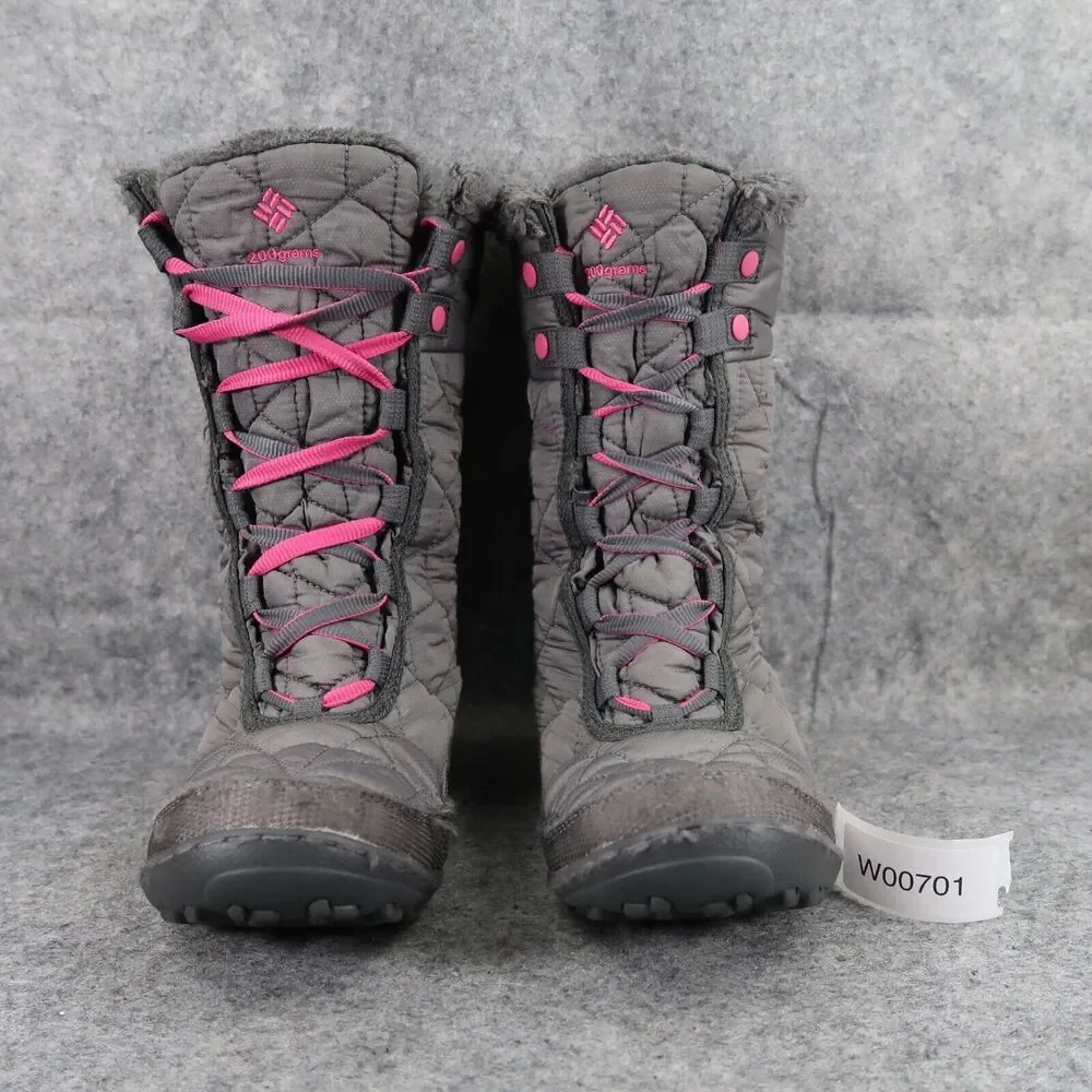 Columbia Shoes Youth 5 Boots Winter Snow Minx Waterproof Lace Up Insulated Grey